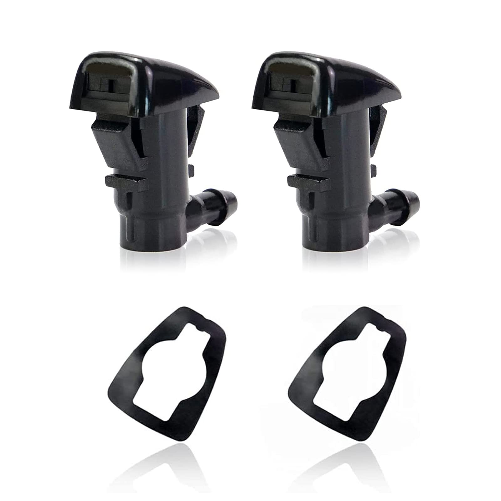 2 PCS Front Windshield Washer Nozzle Replacement Kit - Compatible with 2005-2016 Jeep Grand Cherokee & 2005-2013 Chevy Malibu - Replaces OEM #55372143AB 55156427AB 55079049AA (Black) - Perfect for Rainy Weather & Winter Driving Visibility