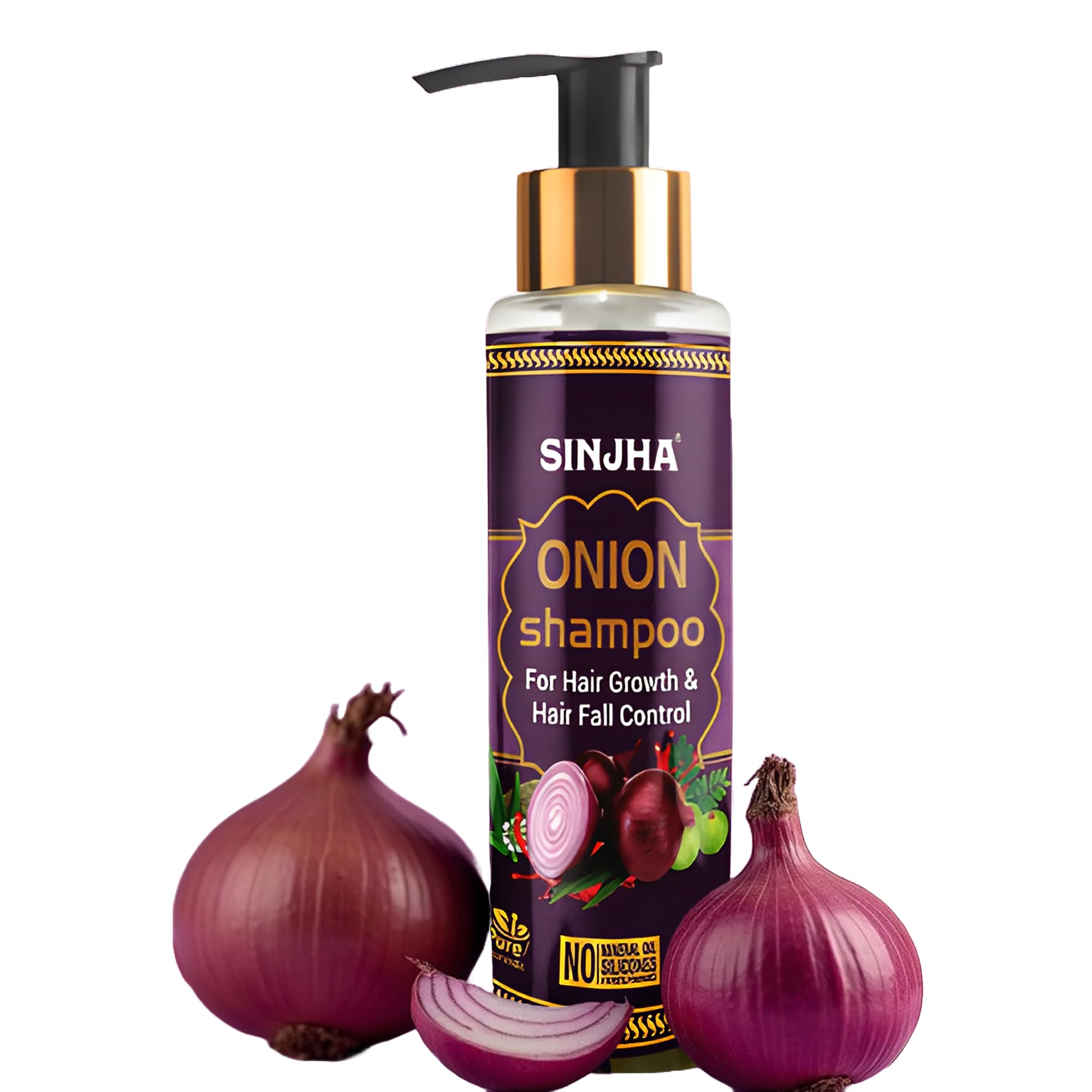 Sinjha Onion Shampoo for Hair Growth & Hair Fall Control - 100ml | Natural Hair Care Solution for Thicker, Stronger Hair | Perfect for Daily Use & Scalp Nourishment