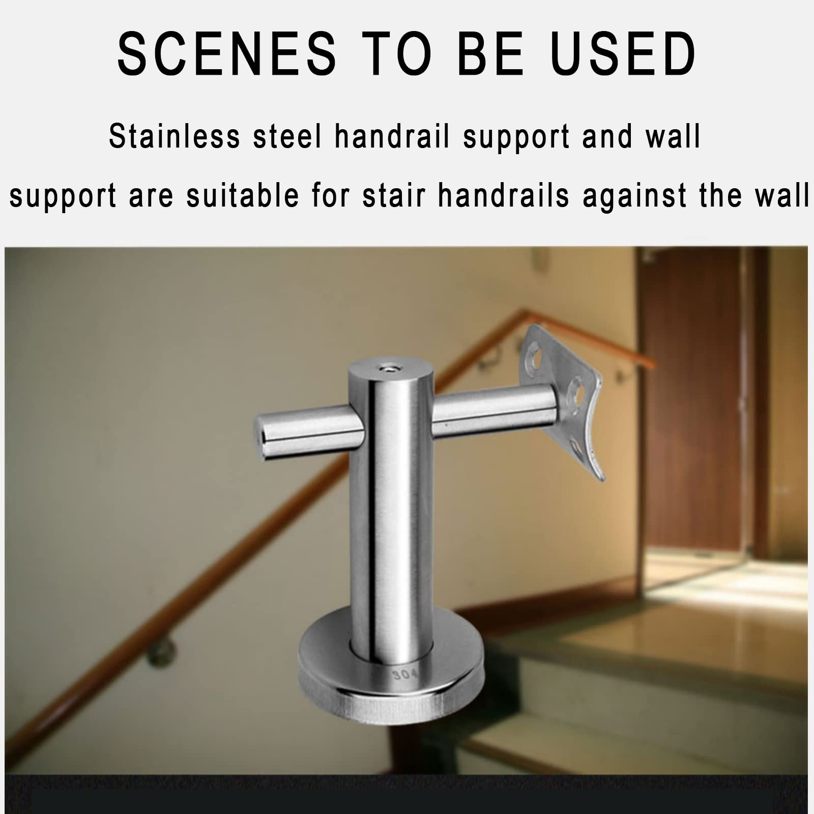 Stainless Steel Stair Handrail Brackets - Height Adjustable Wall Mounted Bannister Support with Screws (5 Pack) - Perfect for Indoor/Outdoor Staircases, Balconies, and Elderly Safety Rails