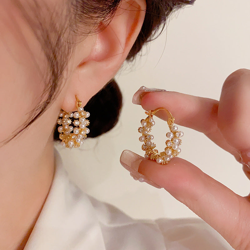 Elegant Pearls & Zirconia Hoop Earrings for Women - Perfect for Weddings, Parties & Everyday Wear