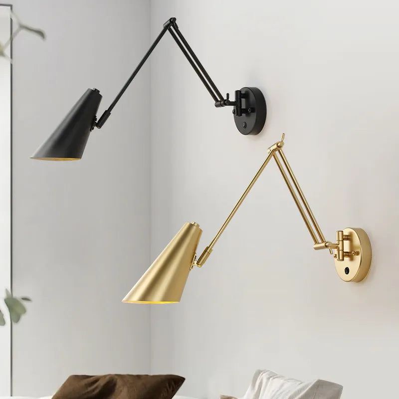 Long Arm Swing Wall Lamp with Internal Touch Sensor - Modern Dimmable LED Light for Bedroom, Living Room, and Hallway