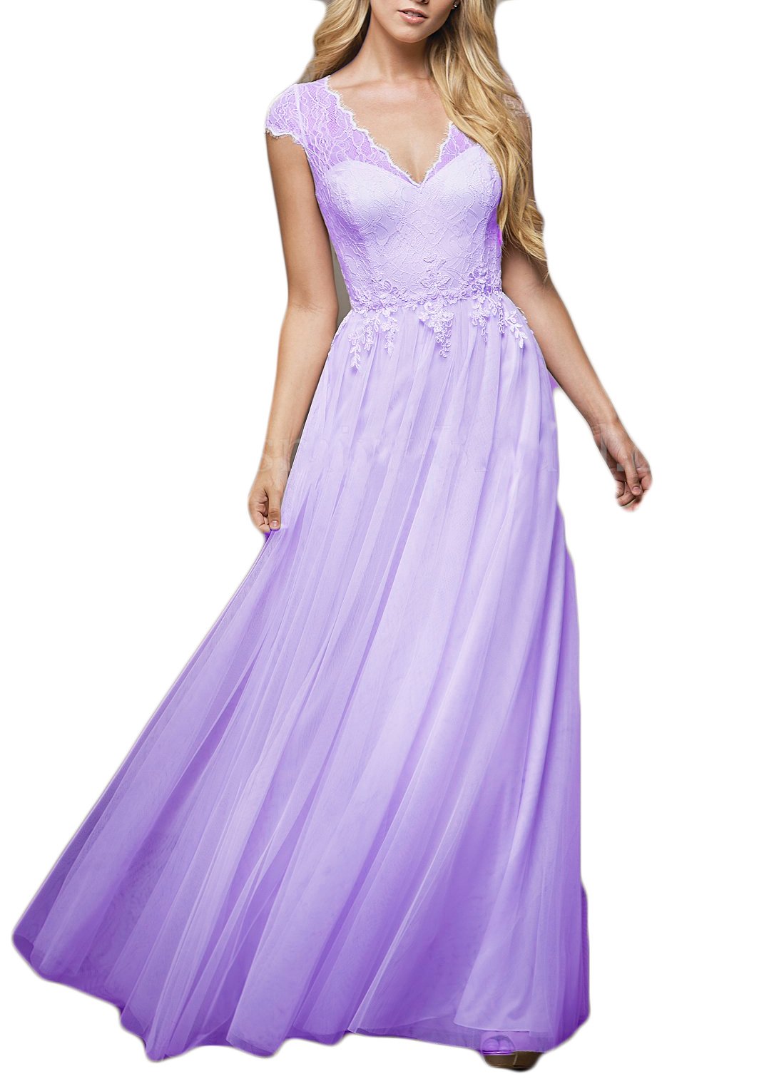 Elegant A-Line Cap Sleeve Bridesmaid Dress with Applique Tulle Detail - Women's Formal Prom Gown for Weddings, Parties & Special Occasions