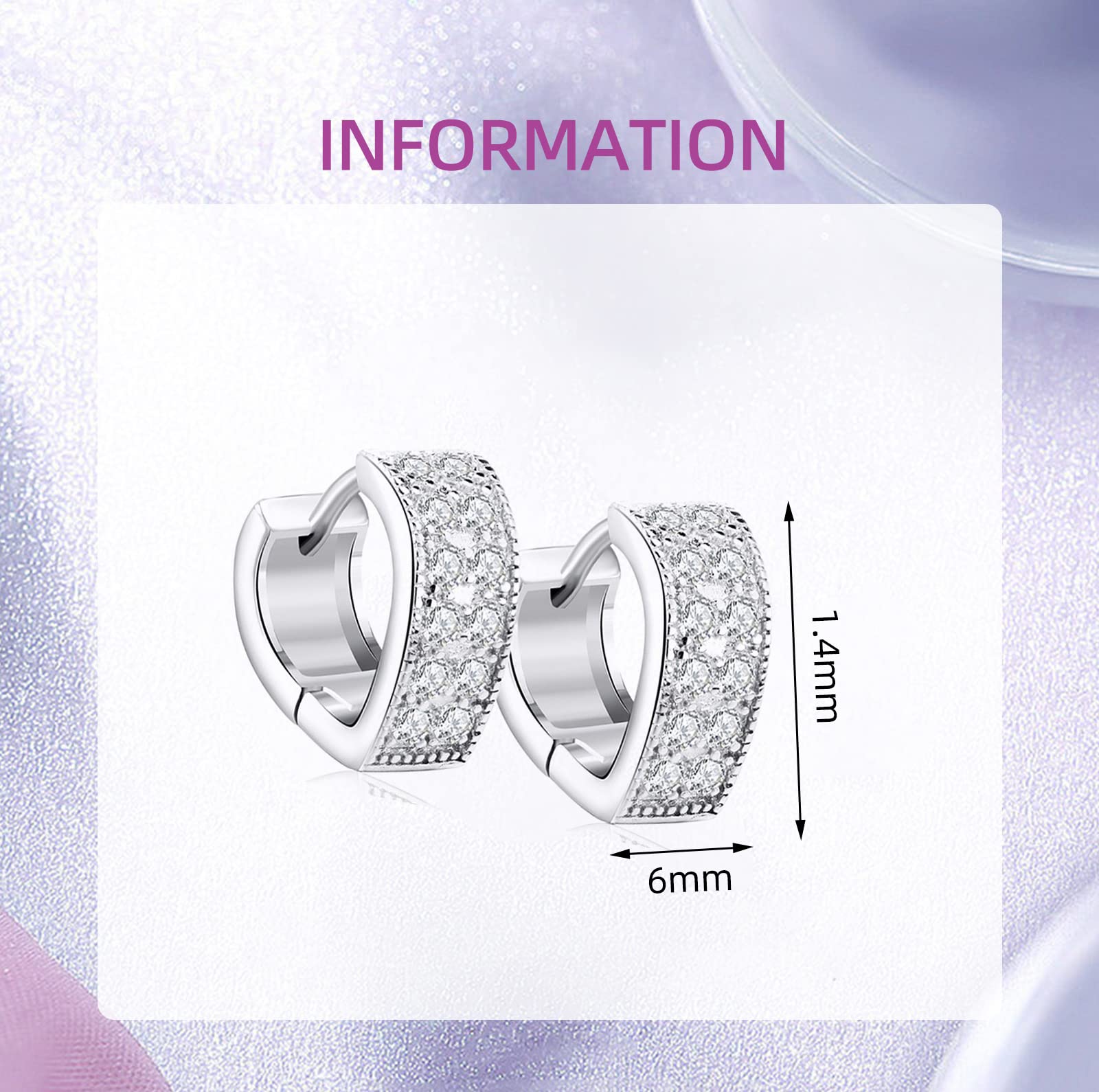 Zirconia Hoop Earrings for Women - S925 Sterling Silver Rhinestone Heart Earrings | Elegant Jewelry for Parties, Weddings & Everyday Wear