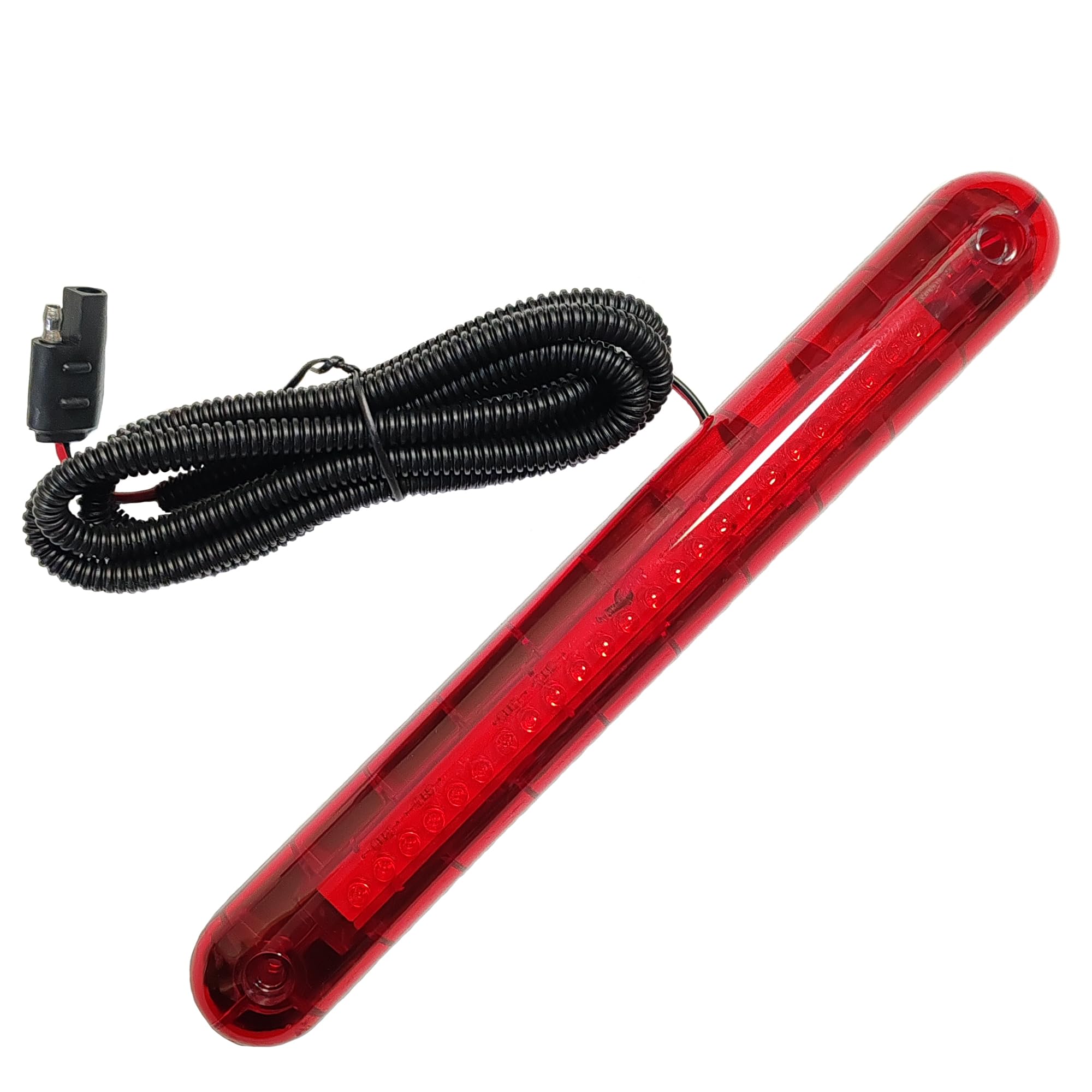 Universal 12V Third Brake Light Assembly - 24 LED High Mount Stop Light Bar for Camper Shells, Trailers & Cargo Vehicles (Red) | Durable & Bright Safety Lighting for Night Driving & Road Visibility