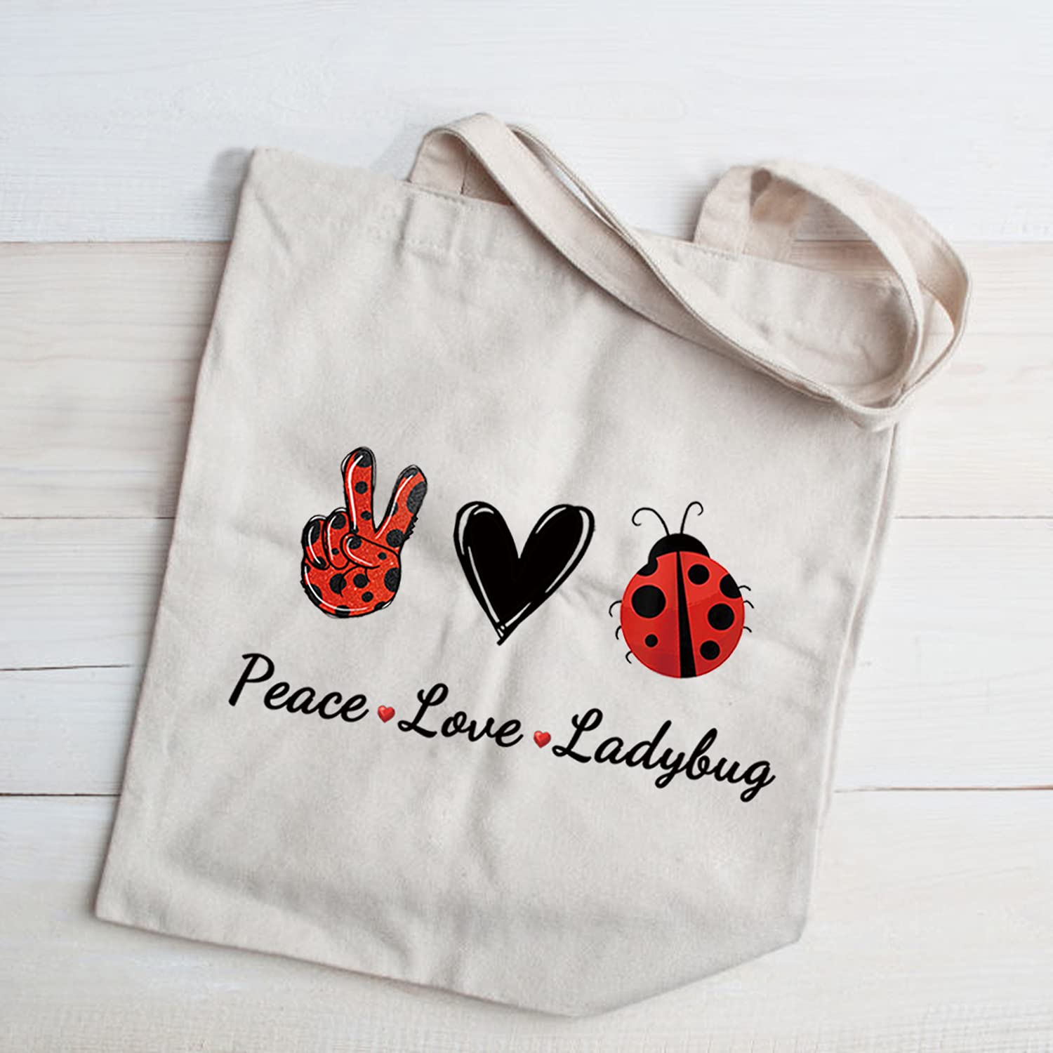 JXGZSO Lucky Ladybug Makeup Bag with Zipper - Cute Cosmetic Pouch for Women, Perfect Gift for Travel, Home & Office Organization | Peace Love Ladybug Design