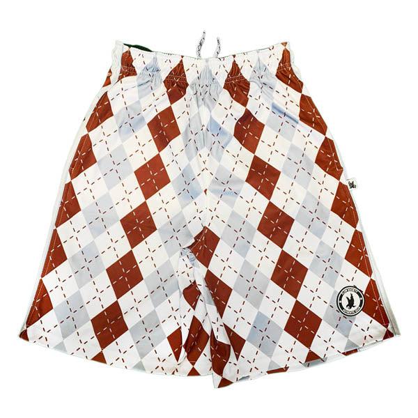 Men's Stylish Maroon & Grey Argyle Pattern Shorts - Comfortable Casual Wear for Golf, Work, and Everyday Outfits