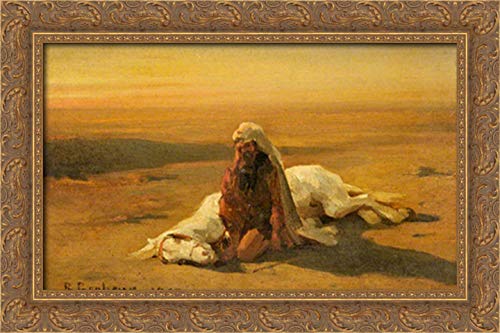Rosa Bonheur Arab and a Dead Horse 24x16 Gold Ornate Wood Framed Canvas Art - Vintage Equestrian Wall Decor for Living Room, Office & Gallery