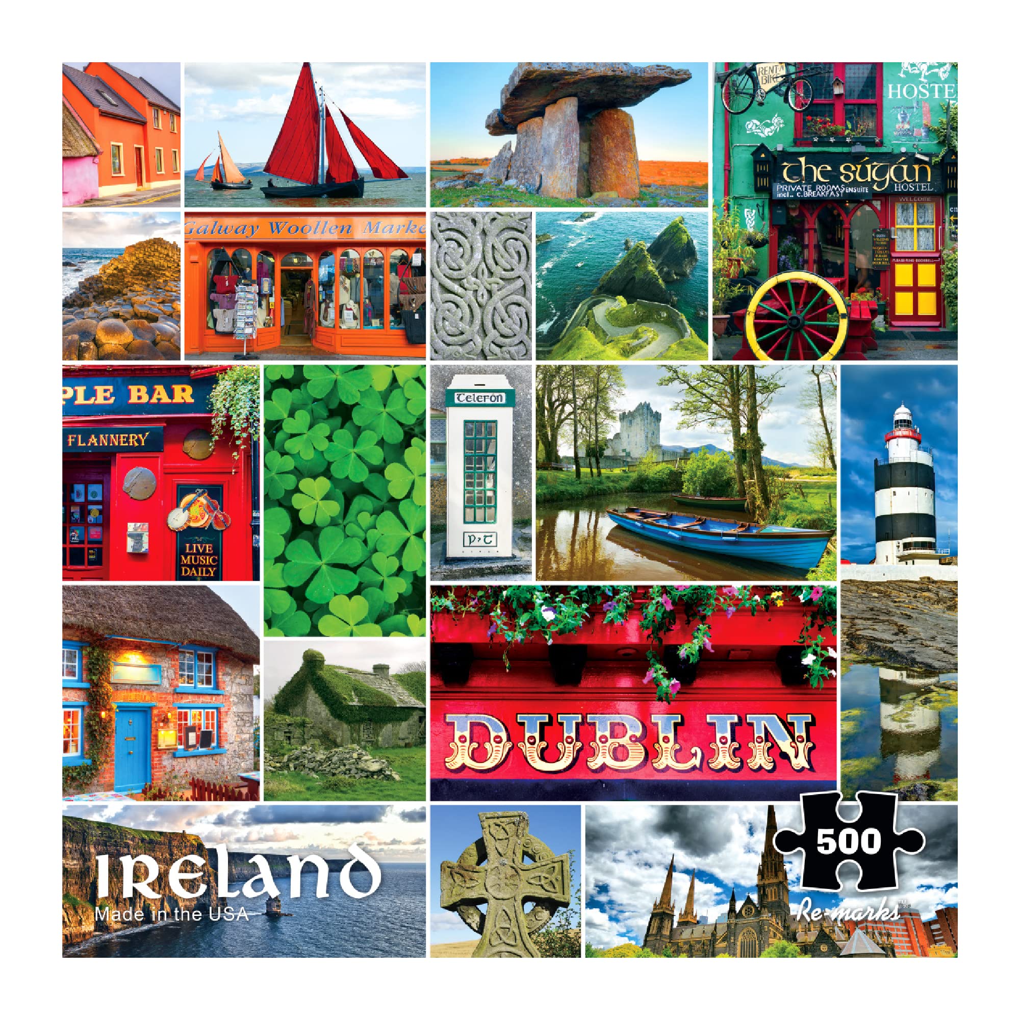 Re-marks Ireland 500-Piece Jigsaw Puzzle - Scenic Landscape Country Puzzle for Adults & Kids - Perfect for Family Game Night, Classroom Learning & Stress Relief