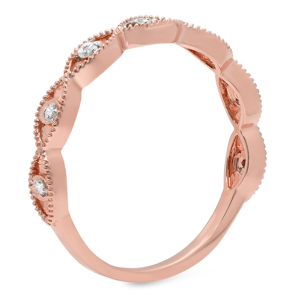 0.05 Cttw 14K Solid Gold Round White Diamond Women's Anniversary Wedding Stackable Band Ring - Elegant Gift for Her, Perfect for Engagements, Anniversaries & Special Occasions