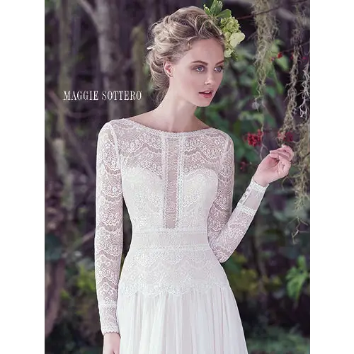 Maggie Sottero Deirdre Wedding Dress - Sample Sale | Elegant Lace Bridal Gown for Church Ceremonies & Beach Weddings