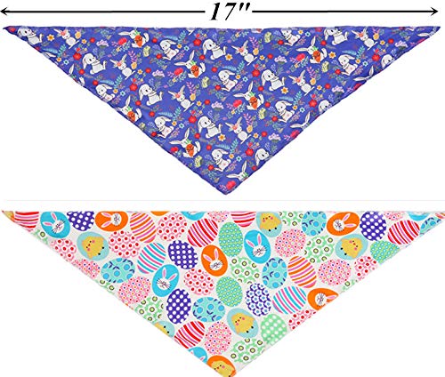Easter Dog Bandana 2 Pack - Cute Triangle Pet Bibs & Scarf for Small, Medium & Large Dogs and Cats | Perfect for Easter Photos, Holiday Parties & Seasonal Pet Accessories