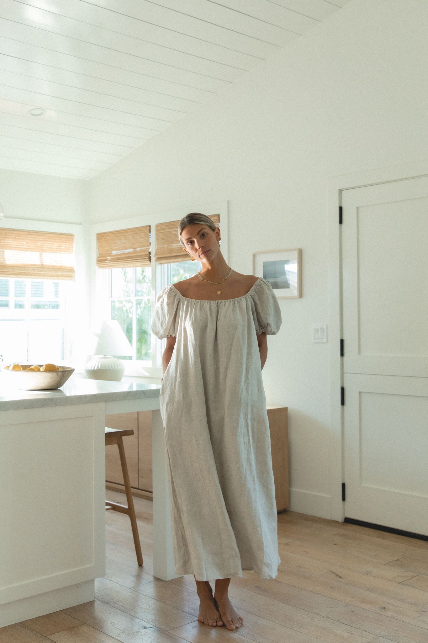 Stylish Cinque Sleeve Midi Linen Dress for Women | Summer Boho Chic Outfit | Perfect for Beach, Vacation & Casual Wear