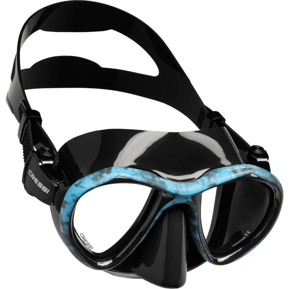 Cressi Metis Camo Blue Snorkeling Mask - Anti-Fog Scuba Diving Gear for Men & Women - Perfect for Ocean, Pool, and Beach Adventures