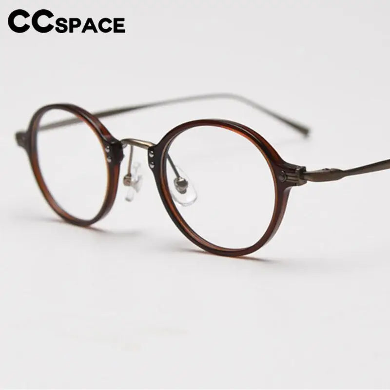 CCspace Unisex Full Rim Small Round Acetate Eyeglasses 57268 - Lightweight & Durable Frame for Reading, Computer Use & Everyday Wear