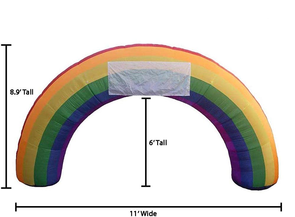 11' Air Blown Inflatable Giant Rainbow Arch - Outdoor Yard Decoration for Parties, Events & Photo Backdrops | Weather-Resistant & Eye-Catching Prop for Birthdays, Weddings & Festivals