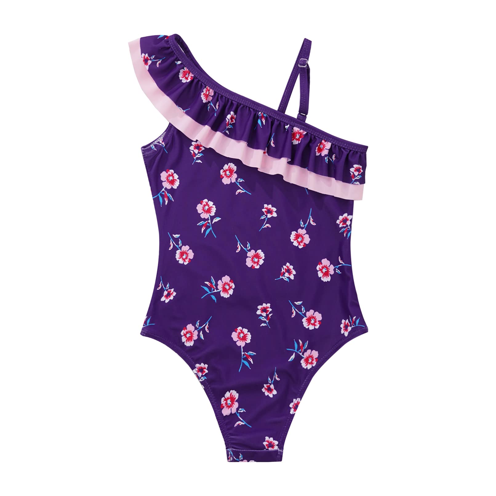 Moily Girls Floral One Shoulder Ruffles One Piece Swimsuit - Women's Sexy Surfing Bathing Suit for Beach, Pool & Vacation | Perfect for Summer, Swim Parties & Tropical Getaways