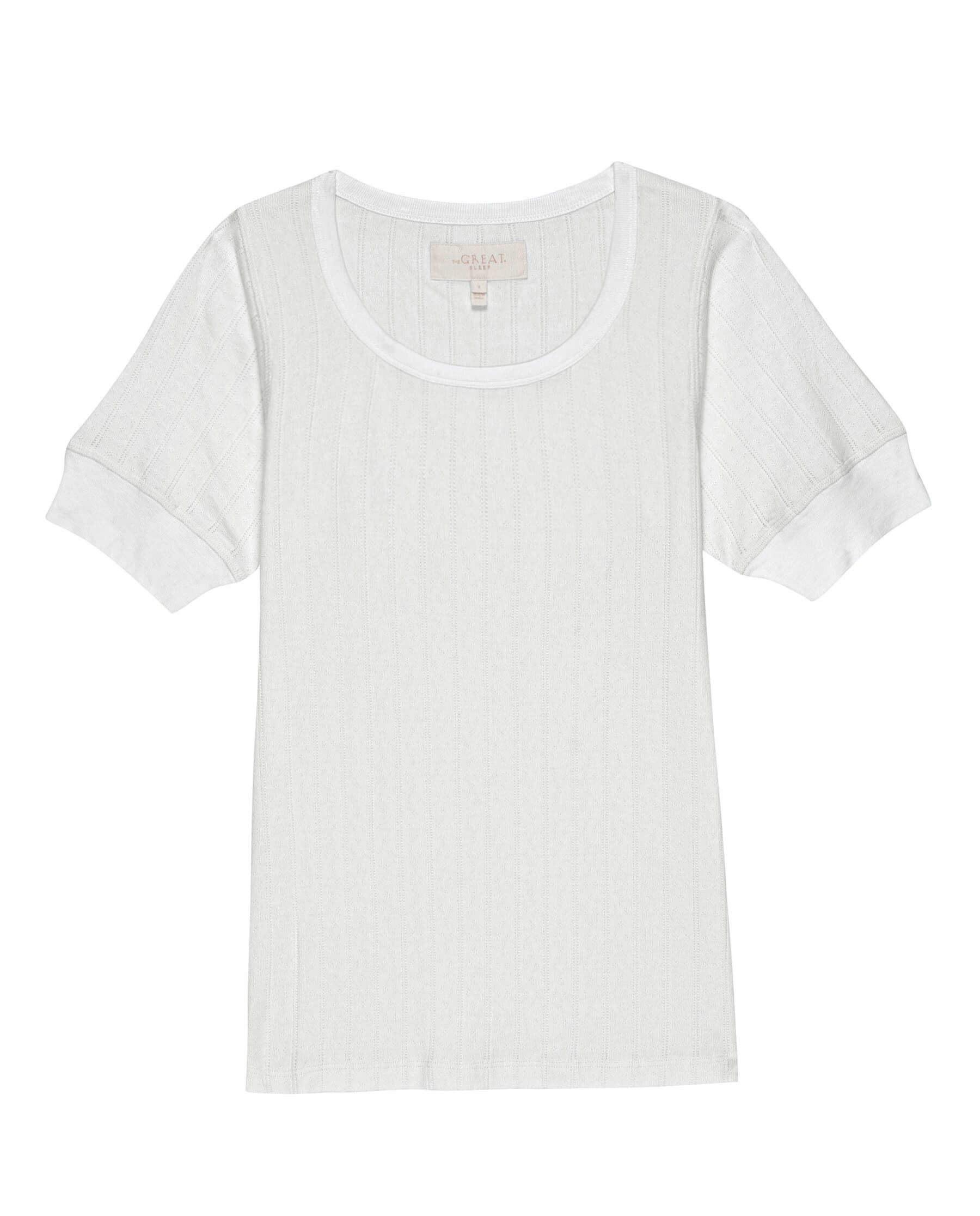 Pointelle Ballet Tee - Women's Elegant White Knit Top for Dance, Yoga & Casual Wear