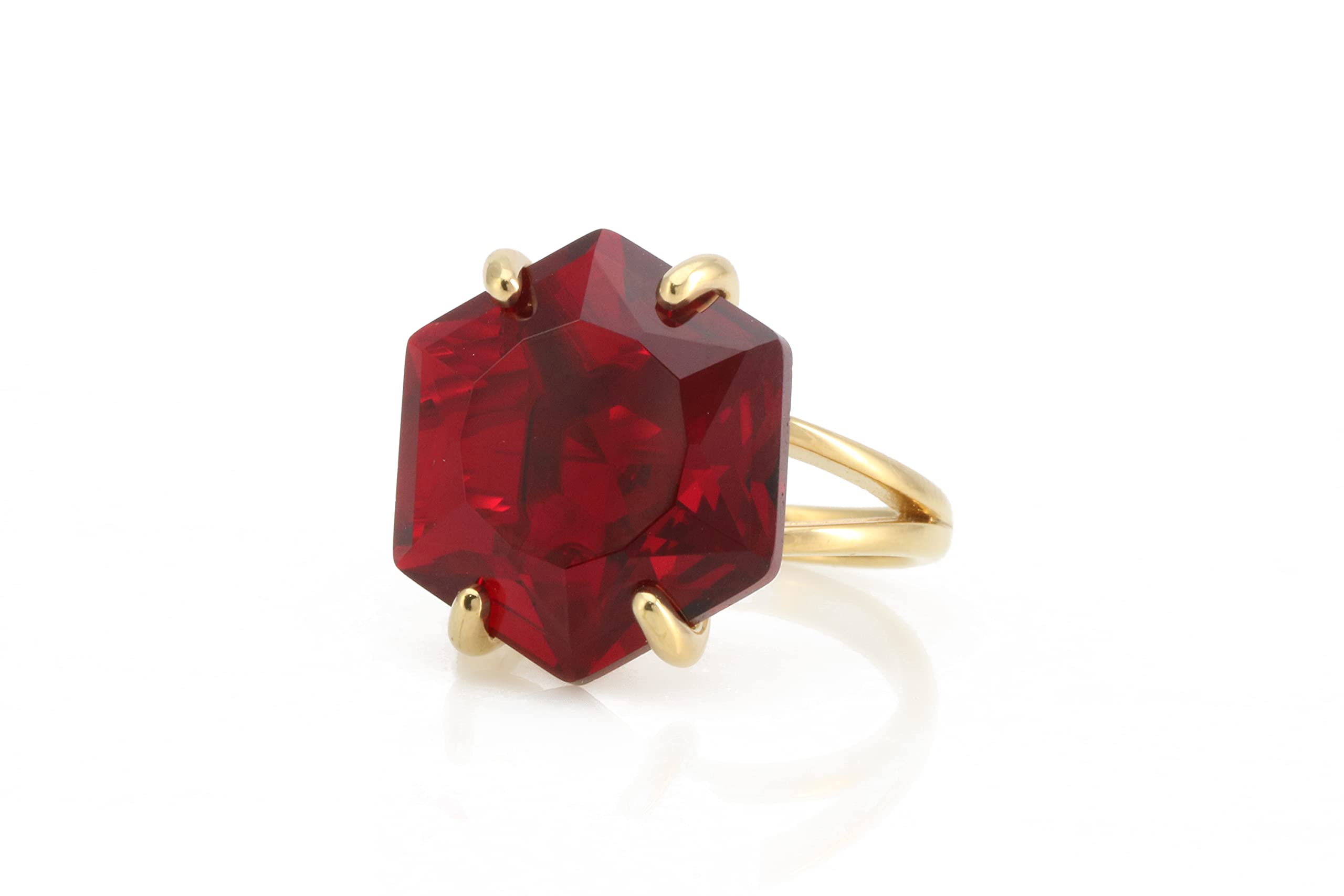 Hexagon Garnet Ring - Handmade Artisan Statement Red Cocktail Ring - Customizable Birthstone Jewelry for Women - Perfect for Birthday, Anniversary & Special Occasions - Elegant Gift for Her