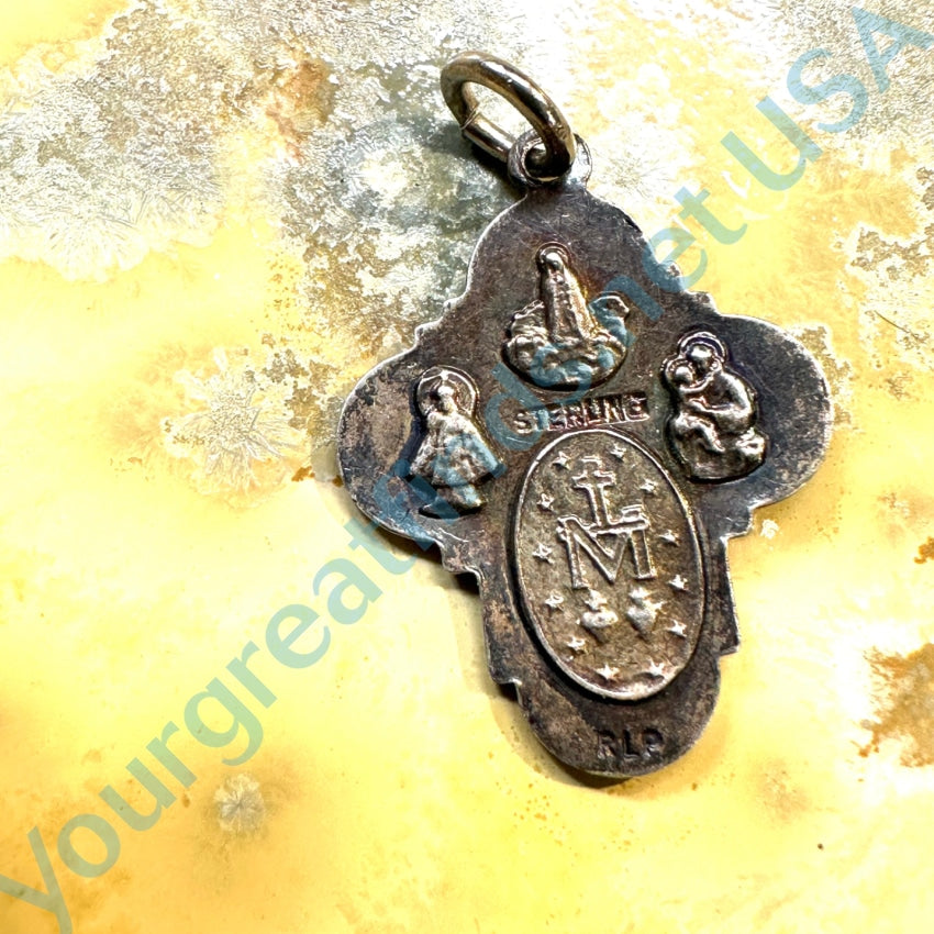 Vintage Sterling Silver 4-Way Cross Pendant Charm - Antique Religious Jewelry for Necklace, Bracelet & Gifts - Perfect for Church, Weddings & Everyday Wear