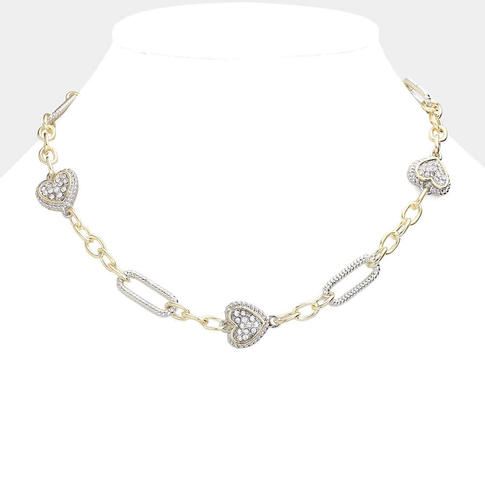 14K Gold Plated Heart Pendant Necklace with Genuine Stone Accents - Perfect for Valentine's Day Gifts, Anniversary Presents & Romantic Occasions