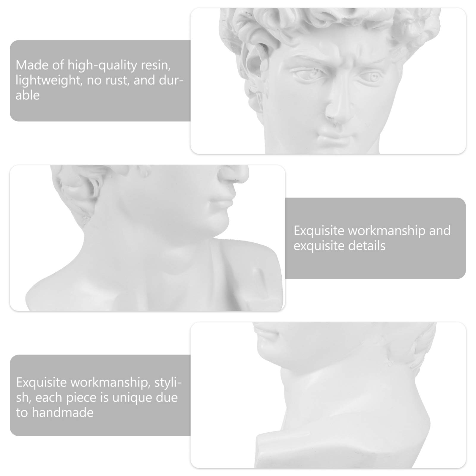 HEMOTON Classic Greek Statue Planter - Face Vase for Jewelry & Trinkets, David Bust Sculpture for Succulents | Indoor/Outdoor Desktop Decor for Home, Office & Garden