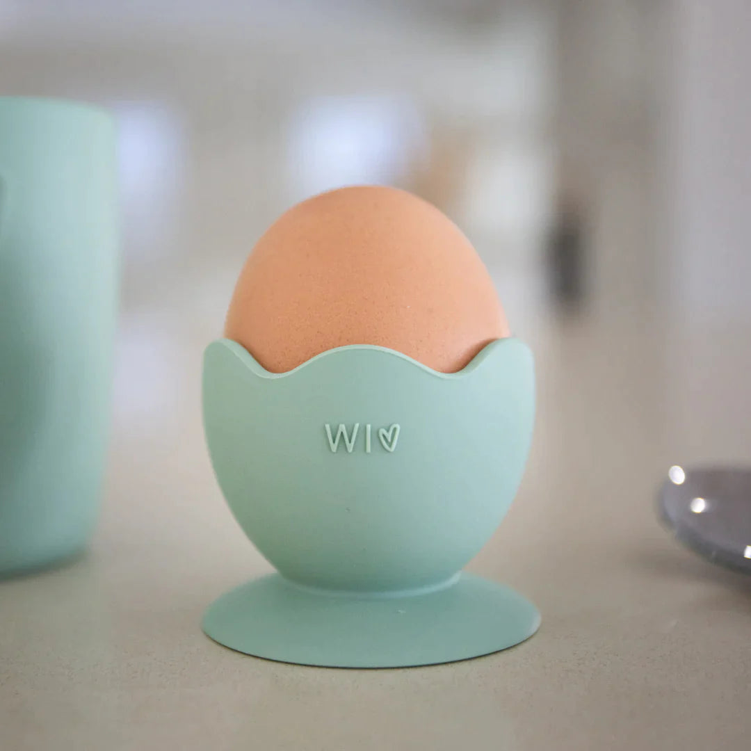 Wild Indiana Egg Hugs Silicone Egg Cups - Pastel Blue Set of 4 | Non-Slip Soft Silicone Egg Holders for Breakfast, Easter Decor, Kitchen & Dining Table Decorations