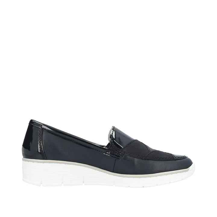 Rieker 53785 Dark Blue Women's Comfortable Slip-On Shoes for Casual Wear & Everyday Use