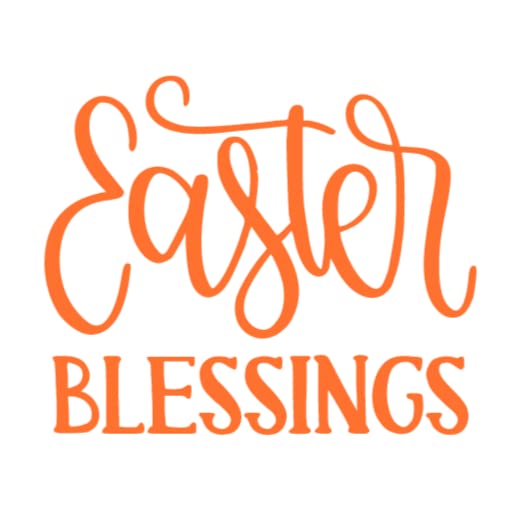 Easter Blessings Iron On Decal - Heat Transfer Vinyl Patch for DIY Easter Shirts, Hats & Bags - Orange Easter-Themed HTV for Clothing & Fabric Crafts - Perfect for Easter Parties, Church Events & Family Gatherings