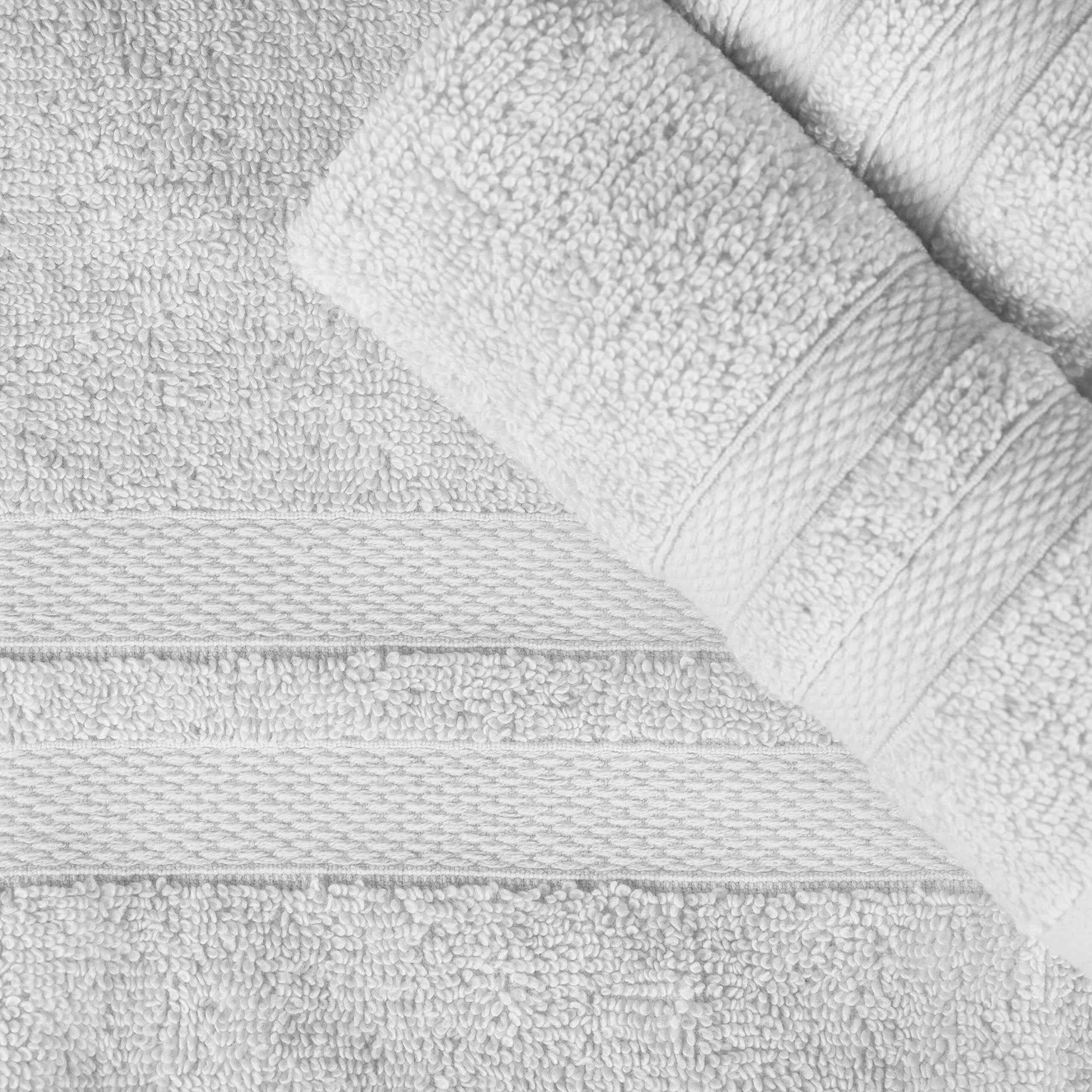 BNM Ultra-Soft Cotton Towel Set - 6 Piece Bath & Hand Towels with Washcloths | Quick-Dry, Absorbent & Luxurious | Shower, Spa & Home Essentials | Silver Double Line Dobby Border | Perfect for Bathrooms, Guest Rooms & Gym Use
