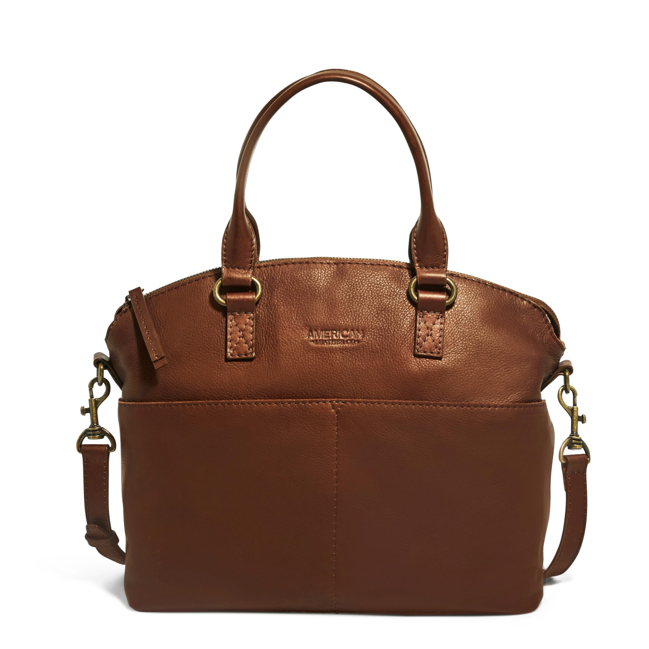 American Leather Co. Carrie Dome Satchel Crossbody Bag - Genuine Leather Handbag for Women, Fashionable Shoulder Purse with Adjustable Strap | Perfect for Work, Travel & Everyday Use