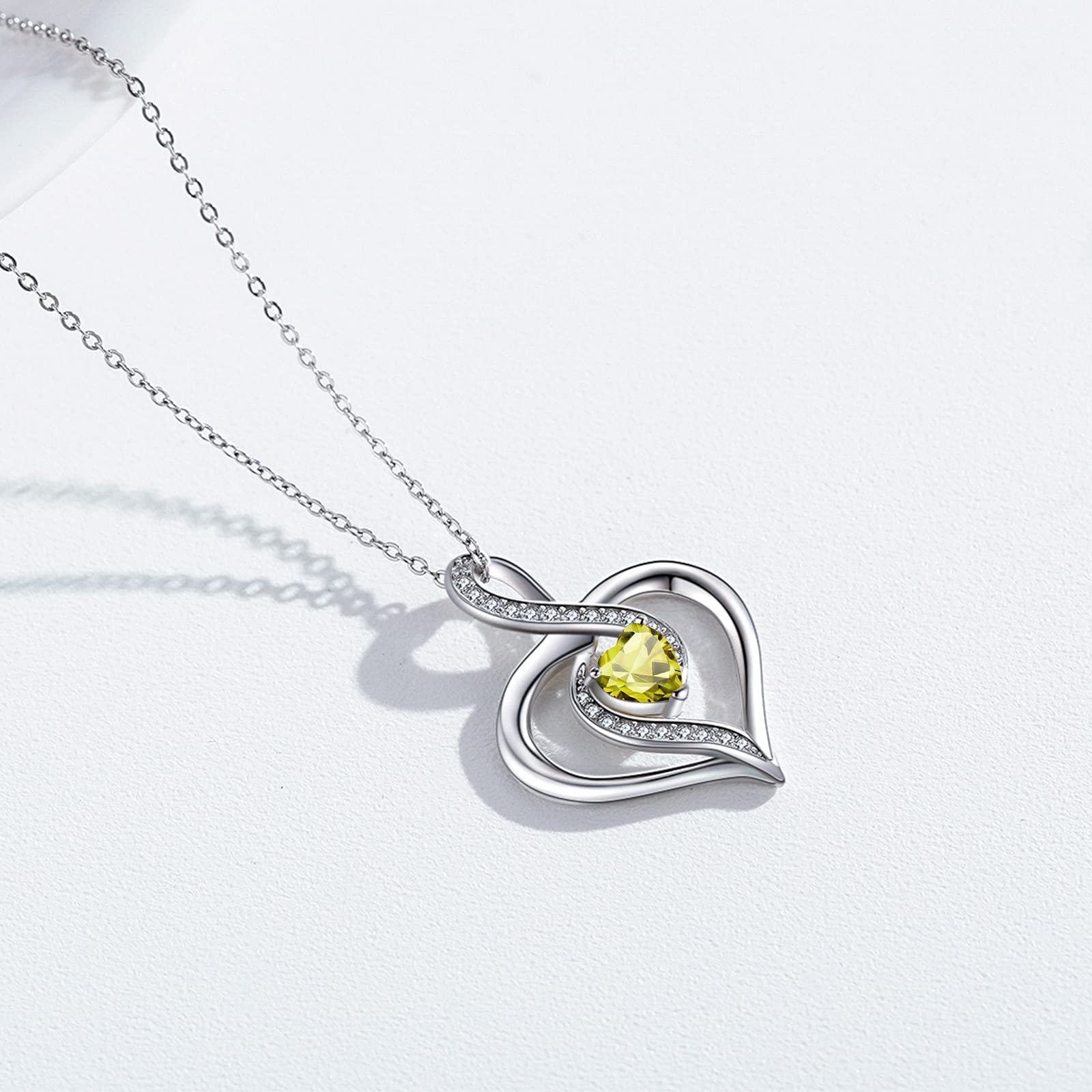 JUSTKIDSTOY Birthstone Heart Necklace - 925 Sterling Silver Infinity Love Pendant Jewelry for Women & Girls | Graduation Gift, Birthday Present, Anniversary Keepsake | Perfect for Special Occasions & Everyday Wear