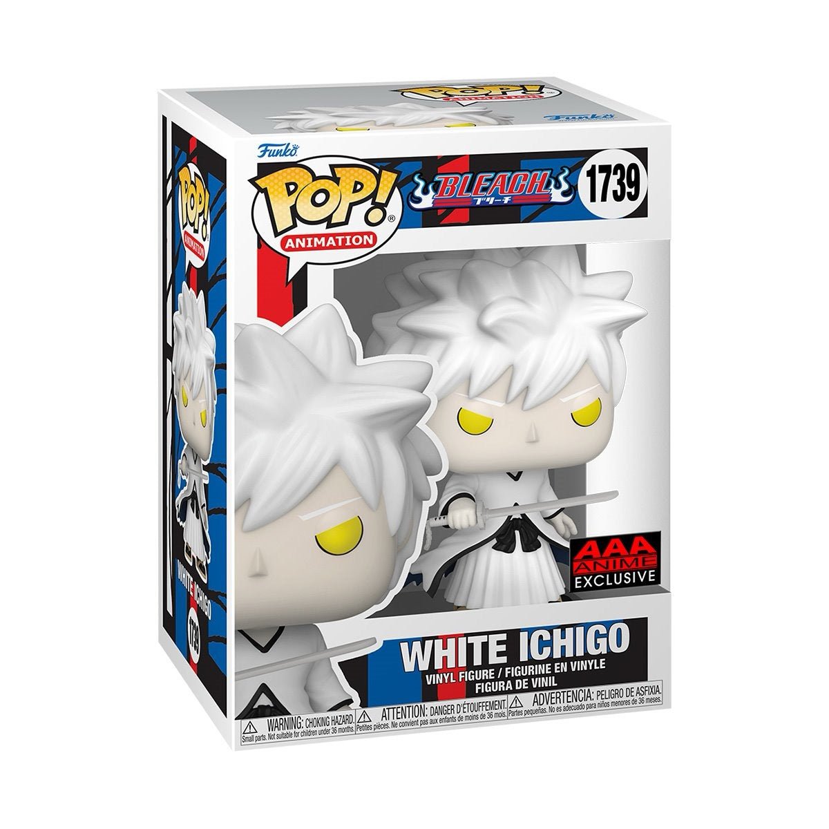 Bleach White Ichigo Kurosaki Funko Pop! Vinyl Figure #1739 - AAA Anime Exclusive Collectible for Anime Fans & Gift for Bleach Lovers - Perfect for Display, Collection, and Cosplay Inspiration