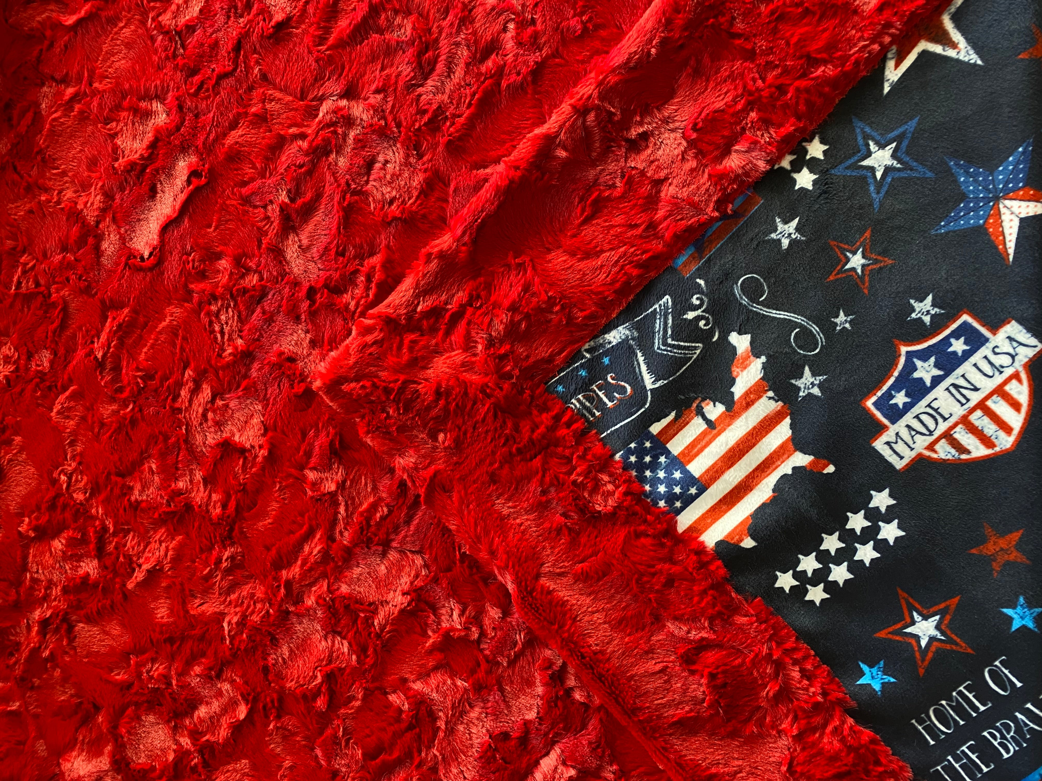 Americana on Cardinal Minky Blanket Throw 53x63 Inches - Ultra Soft Plush Fleece Blanket for Couch, Bed, and Home Decor - Perfect for Cozy Nights, Gifts, and Seasonal Decorations
