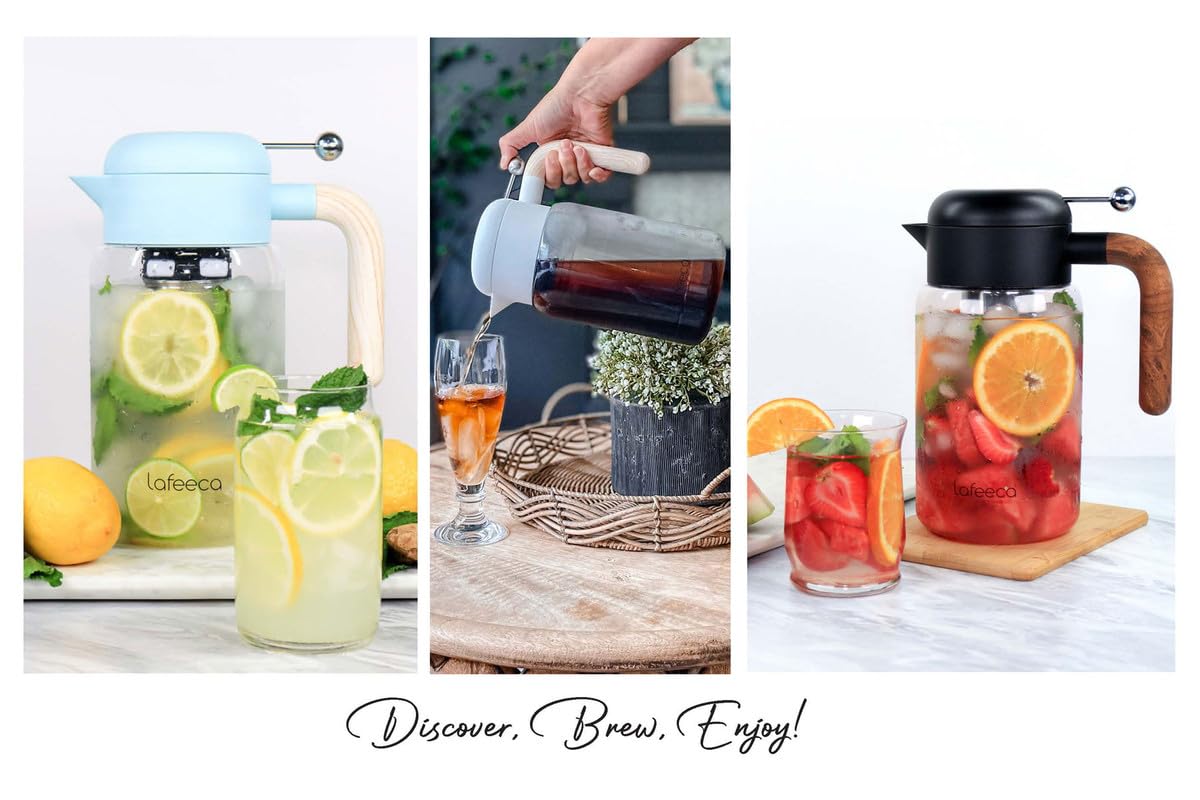Premium Cold Brew Coffee Maker & Iced Tea Brewer - 1500ml/51oz Stainless Steel Dual Filter System with Airtight Tritan Pitcher (Black) - Perfect for Home, Office & Outdoor Use