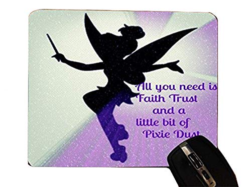 Faith Trust Pixie Dust Fairy Silhouette Design Desktop Office Silicone Mouse Pad - Trendy Accessories for Home & Work