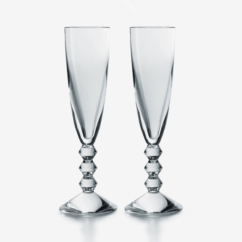 Baccarat Crystal Vega Champagne Flutes Set of 2 - Elegant Glassware for Weddings, Parties & Special Occasions