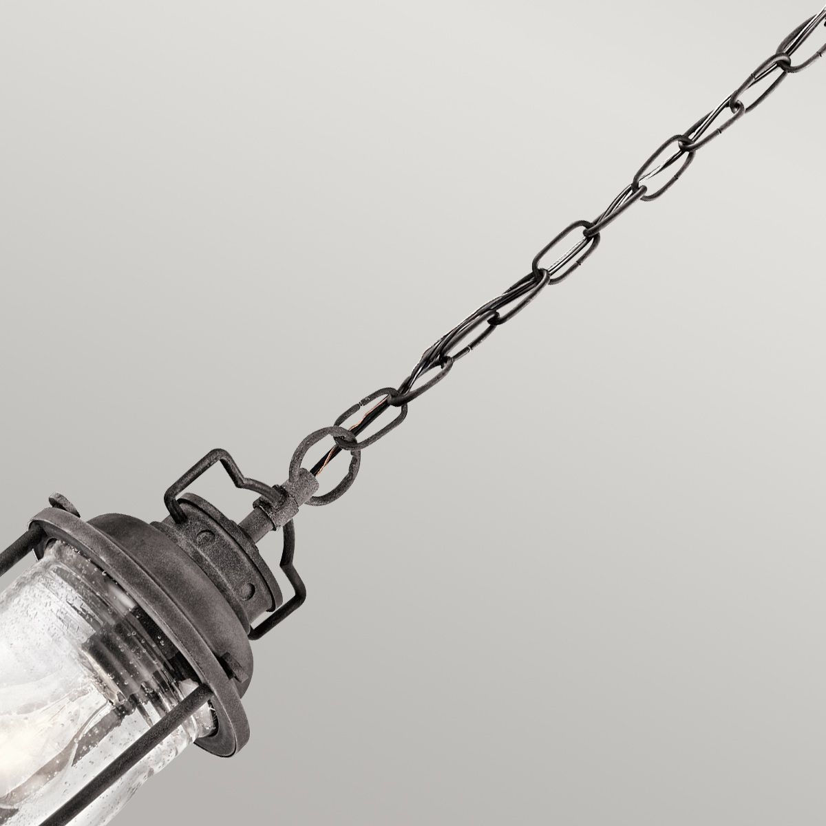 Ashland Bay 1 Light Small Chain Lantern - Burnished Bronze/Weathered Zinc Finish, IP44 Rated, E27 Socket - Perfect for Porch, Patio & Garden Lighting
