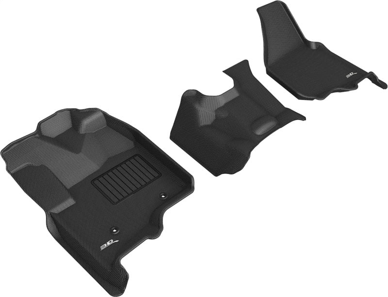3D MAXpider Kagu Custom Fit Floor Mats for 2012-2016 Ford F-250 F-350 F-450 Bench Seat (No Floor Shift) - 1st Row All-Weather Protection - Perfect for Work Trucks & Off-Road Adventures