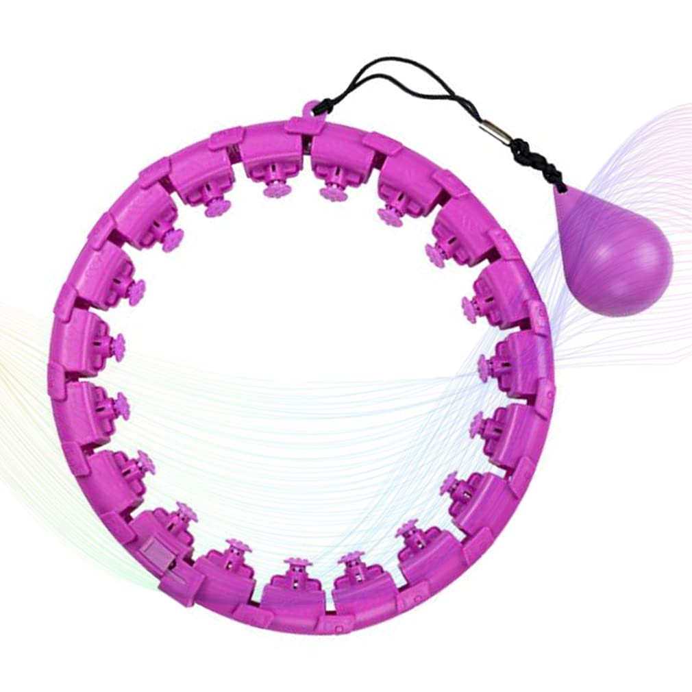 Weighted Hula Hoop for Adults - 2-in-1 Fitness & Massage Exercise Hoop with 24 Detachable Knots & Auto-Spinning Ball | Adjustable Waist Trainer for Weight Loss, Core Workout & Home Gym | Perfect for Indoor Fitness, Belly Fat Burning & Stress Relief