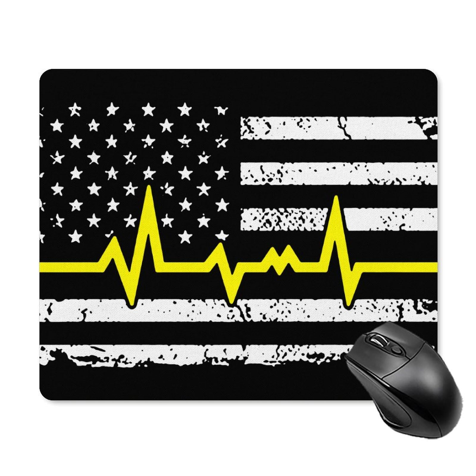 USA Flag Electrocardiogram Mouse Pad - Durable, Non-Slip, Waterproof Gaming Mouse Mat for PC & Laptop - Perfect for Home, Office & Gaming Setup (18 x 22cm)