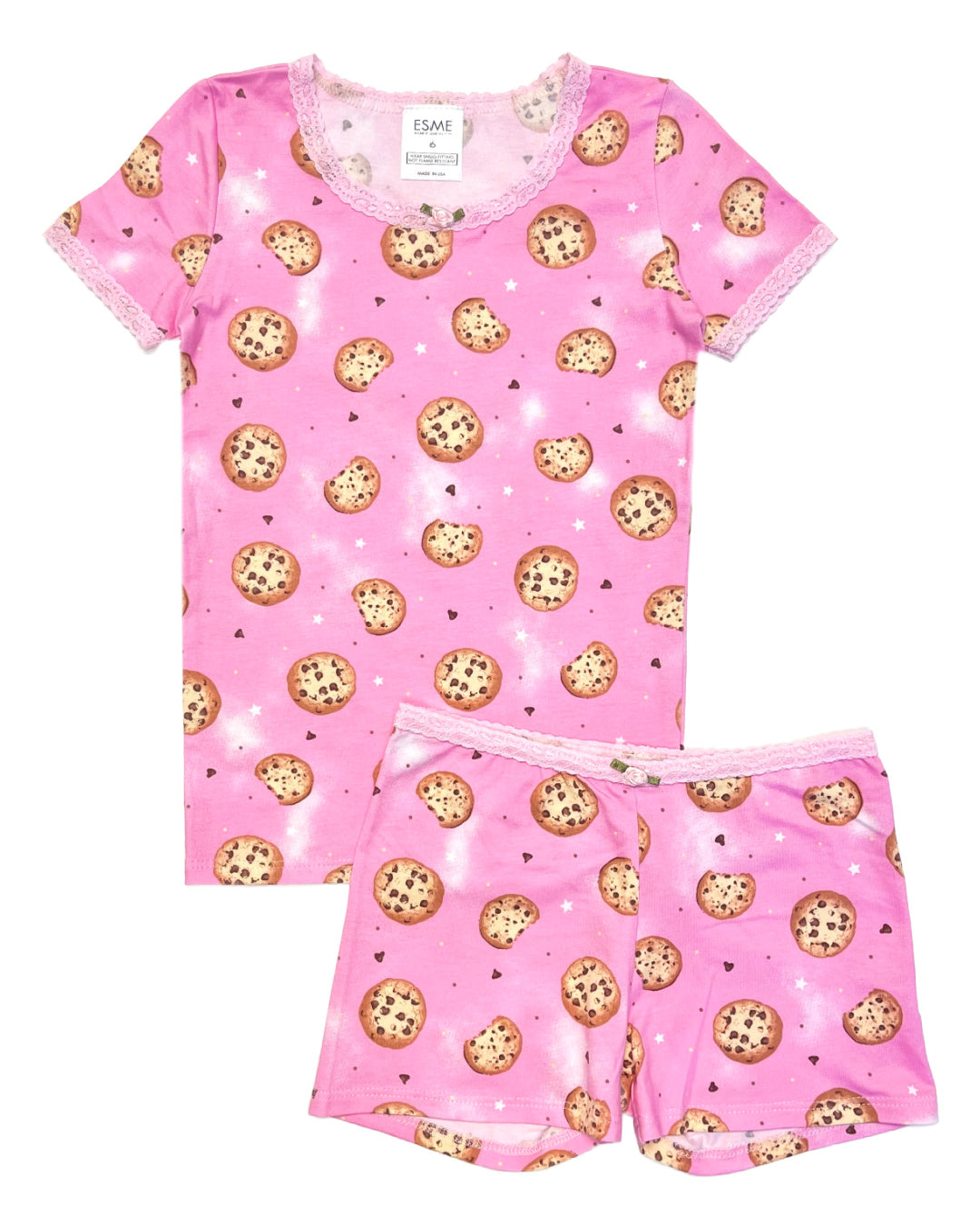 Pink Cookie Short Sleeve Set - Women's Casual Summer Outfit for Beach, Party & Everyday Wear