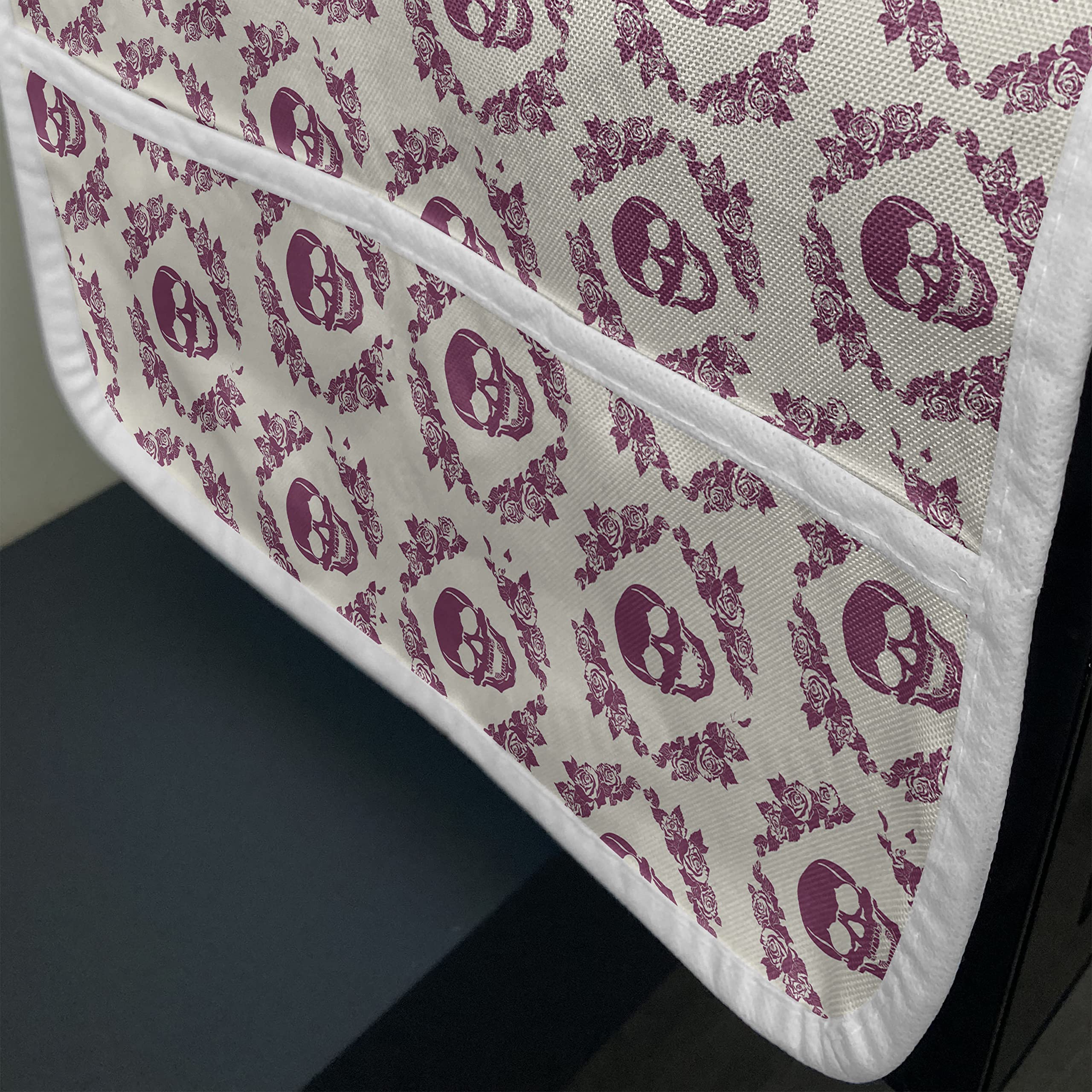 Ambesonne Sugar Skull Microwave Cover - Monochrome Calavera Floral Wreath Design, Waterproof Kitchen Organizer with Pockets, 36
