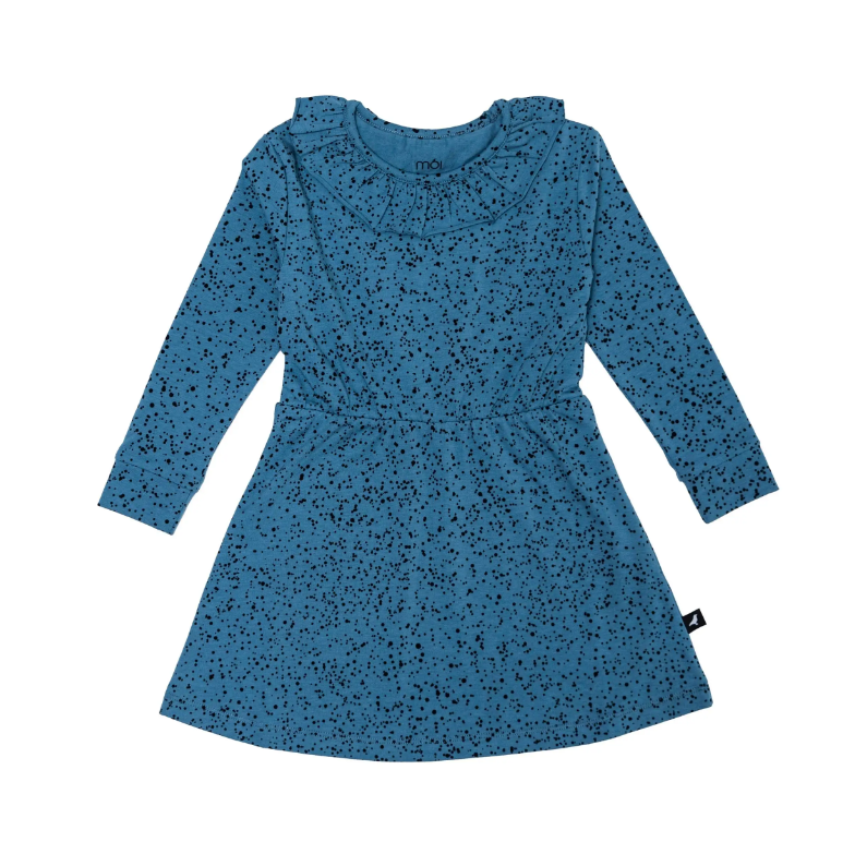 MOI Organic Cotton Dress with Blue Dots - Women's Boho Floral Summer Dress for Beach, Vacation & Casual Wear