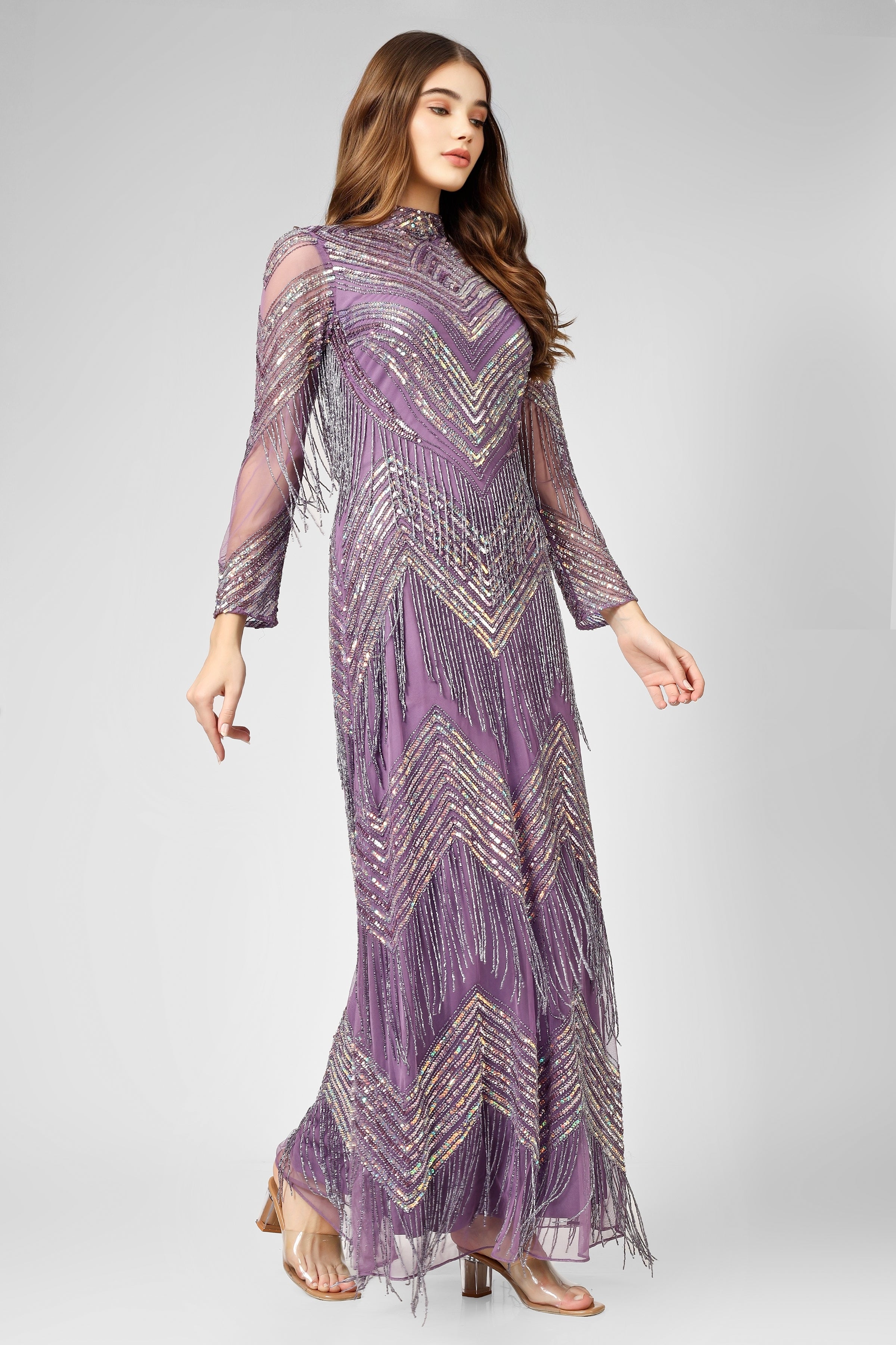 Nelissa Purple Fringe Dress for Women - Boho Chic Party Dress with Beaded Details | Perfect for Festivals, Weddings & Night Out