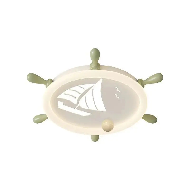 Nautical Ship Wheel Ceiling Light - Kids Room Decor, Pirate Themed Bedroom Lighting for Boys & Girls - Perfect for Themed Bedrooms, Playrooms, and Nautical Nurseries