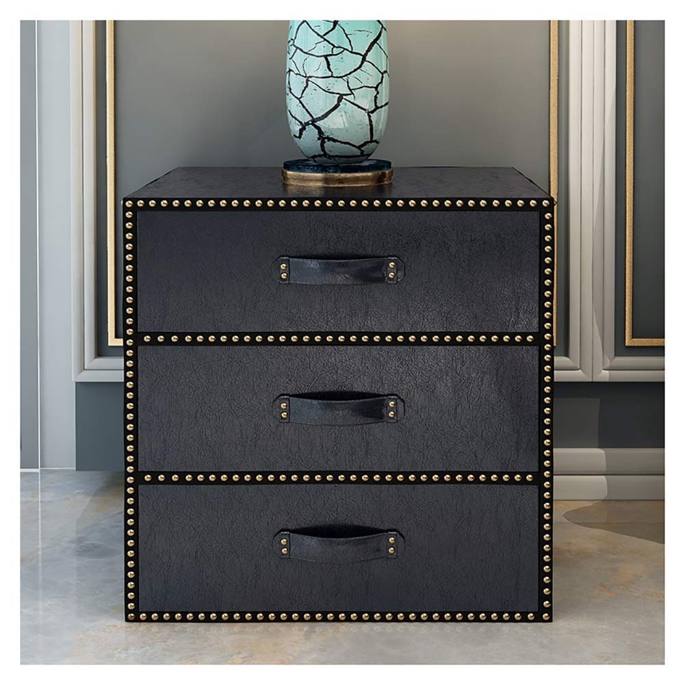 Modern Nightstand with 3 Drawers - Nordic Style Bedside Table, Imitation Leather Finish for Bedroom & Living Room - Perfect for Storing Books, Lamps & Bedroom Essentials