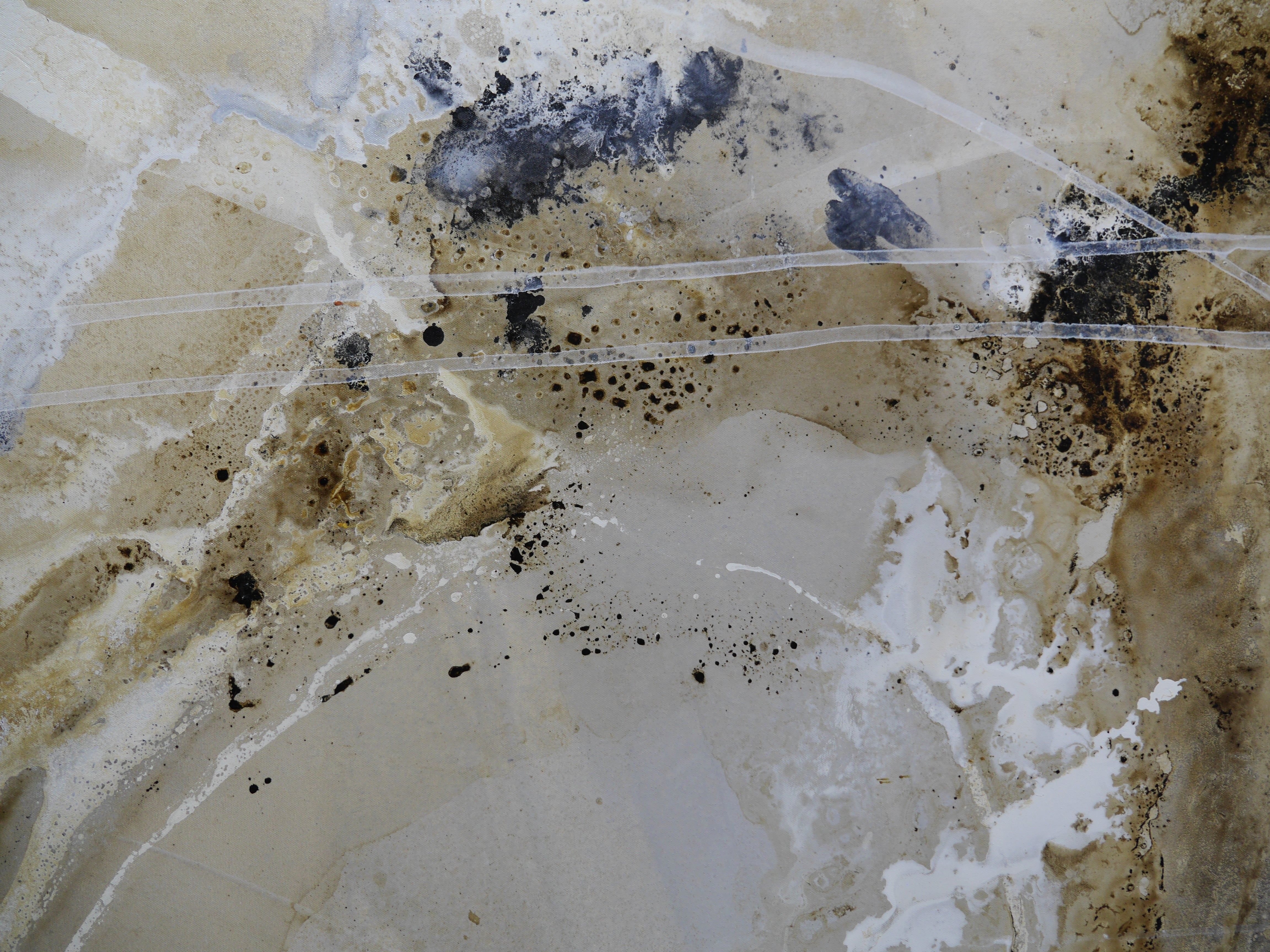 Premium 240cm x 100cm Abstract Painting in Malt Ochre, Cream & White - Modern Wall Art for Living Room, Bedroom & Office Decor
