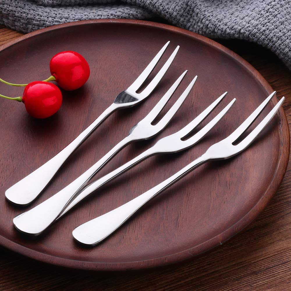 12PCS 5.7 Inch Stainless Steel Mini Forks - Elegant Silver Dessert Forks for Cake, Fruit Salad, Mooncake & Party Snacks | Perfect for Weddings, Picnics & Tea Parties
