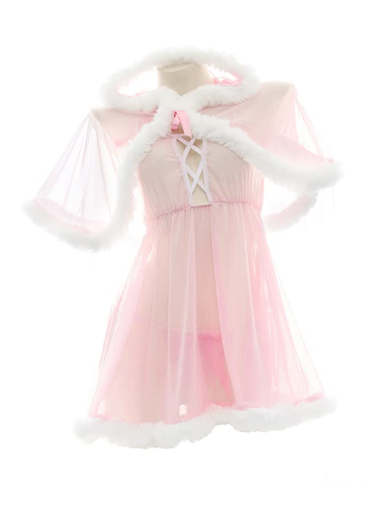 Sexy Christmas Lingerie Set - Holiday Lingerie Outfits with Sheer Hooded Top for Women, Anime Cosplay Costume - Perfect for Christmas Parties, Intimate Nights & Cosplay Events