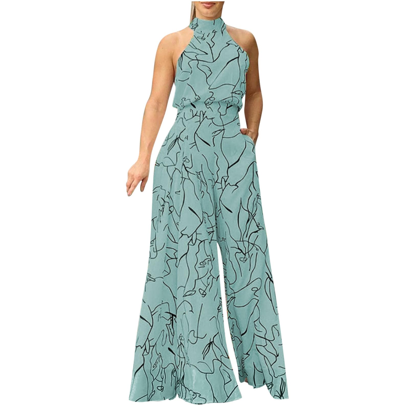 Floral Wide Leg Jumpsuit for Women - Summer Sleeveless Romper & Fashion Overalls | Beach & Vacation Wear